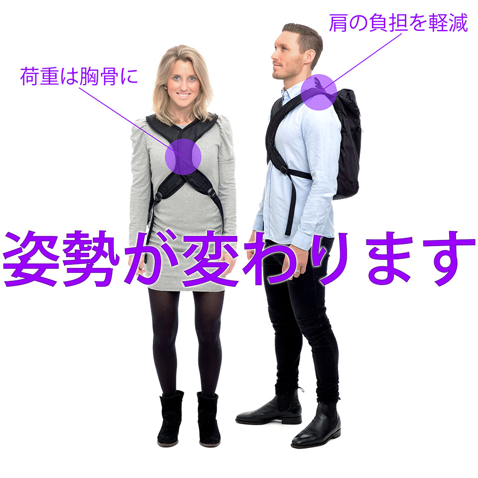 姿勢が変わるバックパック
