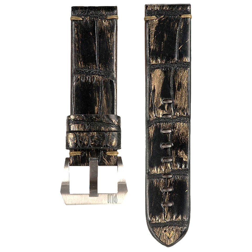 Spillo-Strap16-Alligator-Black-Gold Spillo-Strap16-Alligator-Black-Gold