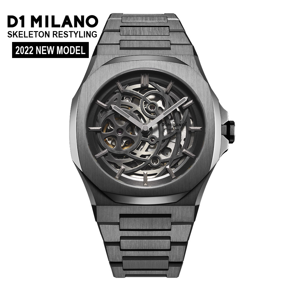 D1 MILANO 自動巻き機械式腕時計 スケルトン ゴールド ラバーyuna_watch