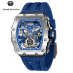 TSARBOMBA TB8208A-02 SS ブルー/シルバー サーボンバ スケルトン腕時計