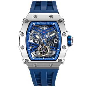 TSARBOMBA TB8208A-02 SS ブルー/シルバー サーボンバ スケルトン腕時計