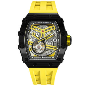 TSARBOMBA TB8208A-13 SS イエロー/ブラック サーボンバ スケルトン腕時計