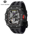 TSARBOMBA TB8208CF-08 カーボン ブラック サーボンバ スケルトン腕時計