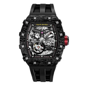 TSARBOMBA TB8208CF-08 カーボン ブラック サーボンバ スケルトン腕時計