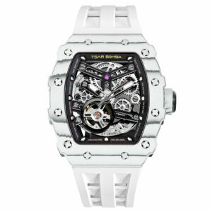 TSARBOMBA TB8208CF-05 カーボン ホワイト サーボンバ スケルトン腕時計