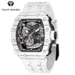 TSARBOMBA TB8208CF-35 カーボン ホワイト サーボンバ スケルトン腕時計