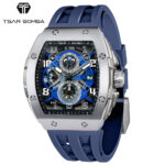 TSARBOMBA TB8211Q-03 SS ブルー/シルバー サーボンバ トノー型腕時計
