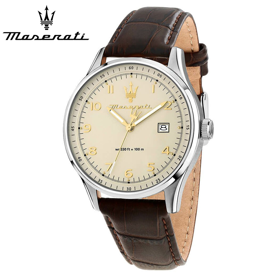 r8851124004-01 マセラティ ウォッチ メンズ腕時計 ソルパッソ アイボリー/ブラウン R8851124004