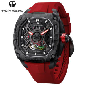 サーボンバ ダークマター メンズ腕時計 レッド カーボン スケルトン オートマティック