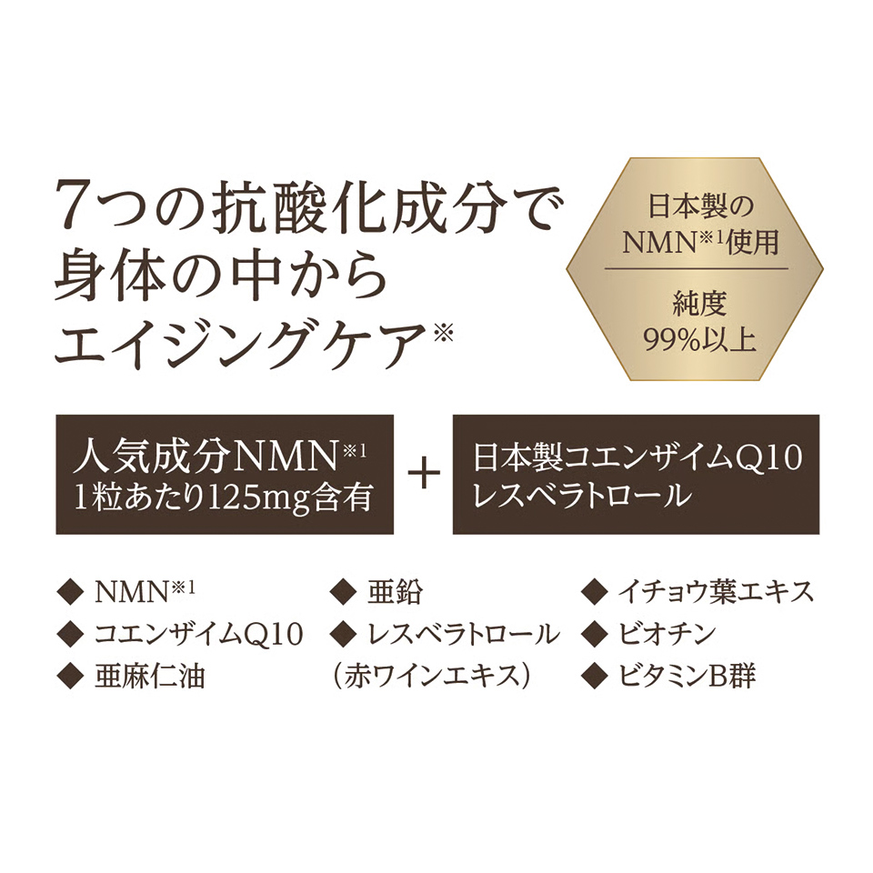 7つの抗酸化成分で体の中からエイジングケア
