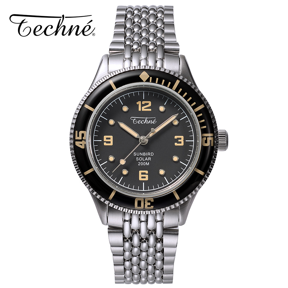te-001-62b_01 Techne MARINE OFFSHORE Solar Divers Watch NIGHT BLACK te-001-62b
