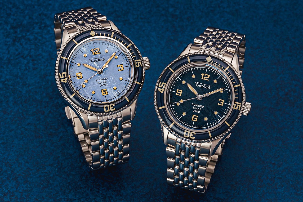 Techne Marine Offshore Divers Watch Navy & Sky Blue Meteorite Dial